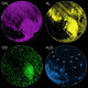 Maps indicating regions rich in methane (CH4), nitrogen (N2), carbon monoxide (CO), and water (H2O) ices. Sputnik Planitia shows an especially strong signature of nitrogen near the equator.